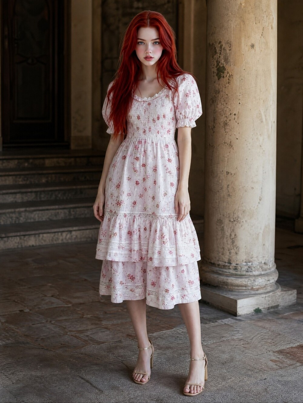 LoveShackFancy x Target Cosette Smocked Floral Midi Dress XL Puff Sleeve - Picture 2 of 12